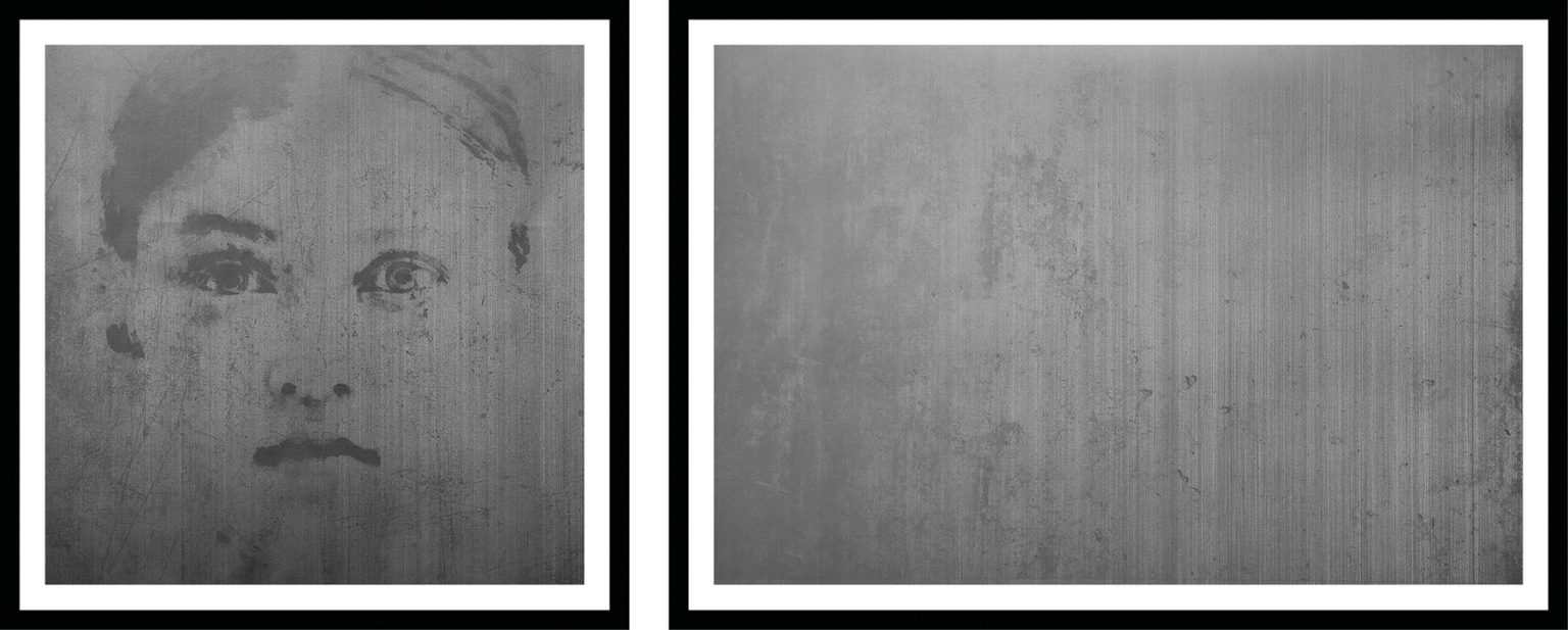 2019. Dyptyk „M–70%”. 70/175 cm. Ołówek, atrament Matte Black Ink