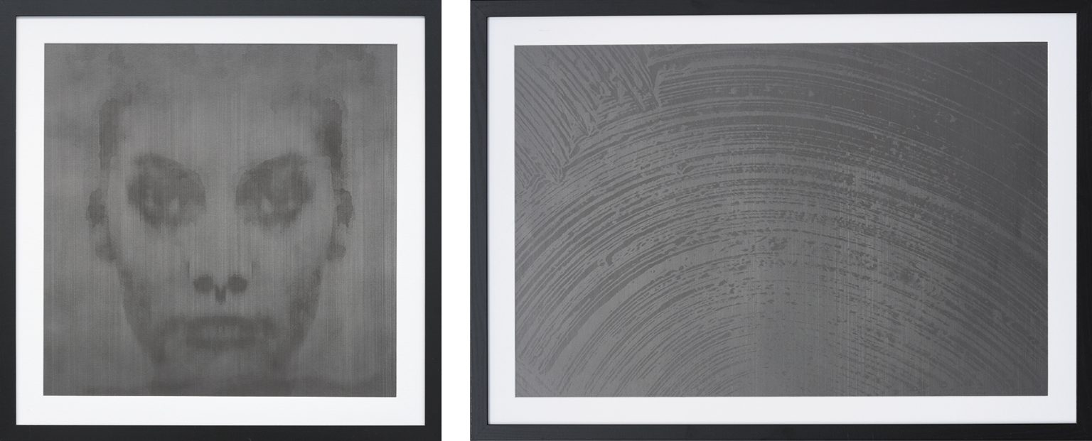 2020. Dyptyk „S–85%”. 70/175 cm. Ołówek, atrament Matte Black Ink