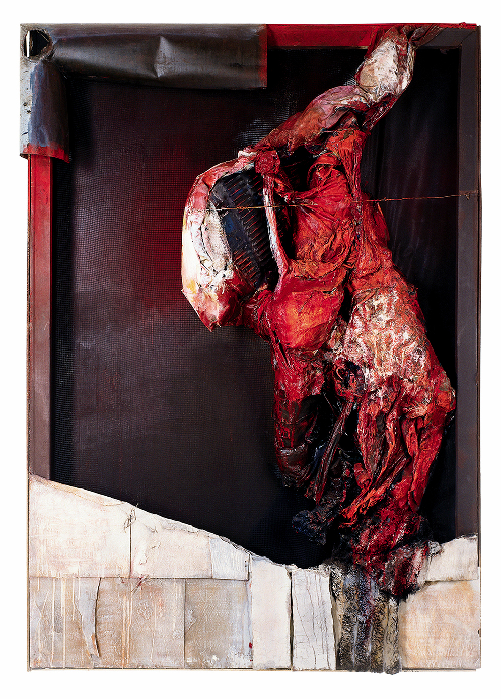 „Osoby” (fragment). Assemblage, emulsja, płótno. 1986-1989