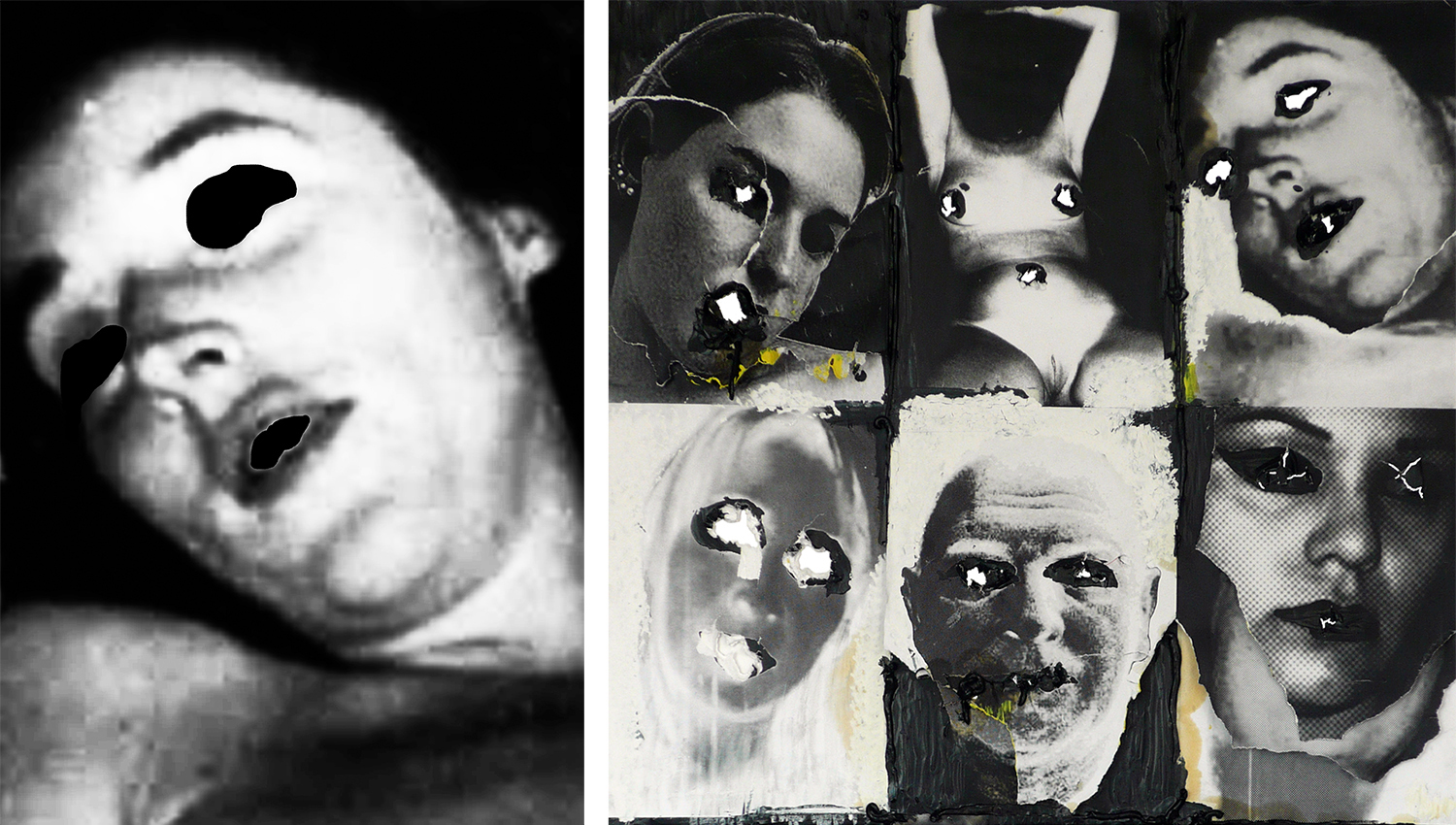 „Portrety/Śmierć” (fragment), druk cyfrowy, akryl, olej. 2012