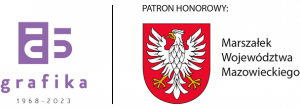 Loga 55 lat Wydziału Grafiki oraz patronatu honorowego Marszałka Województwa Mazowieckiego