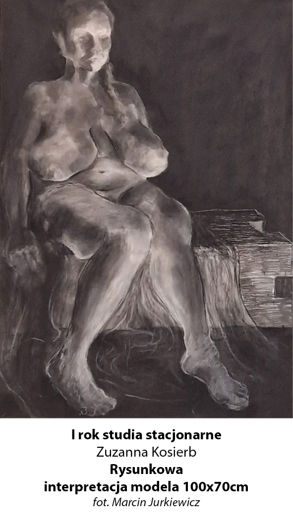 Studium modela wykonane węglem